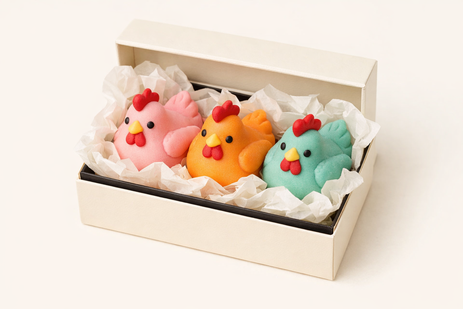 Starter Trio pack with 3 assorted chicken-shaped treats
